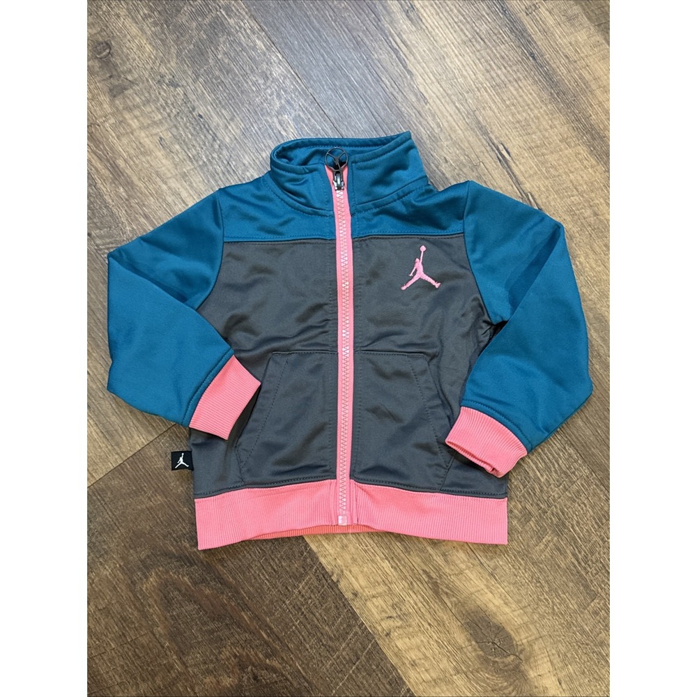 Jordan Girls Colorblock Track Jacket Gray Teal Pink Jumpman Full Zip 18M
